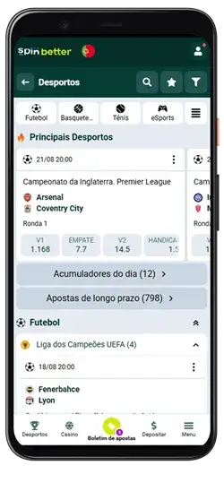 aplicativo móvel spinbetter